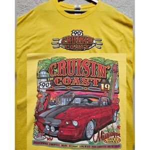 Gildan Ultra Cotton Mens 3XL Yellow Cruisin the Coast Graphic T Shirt